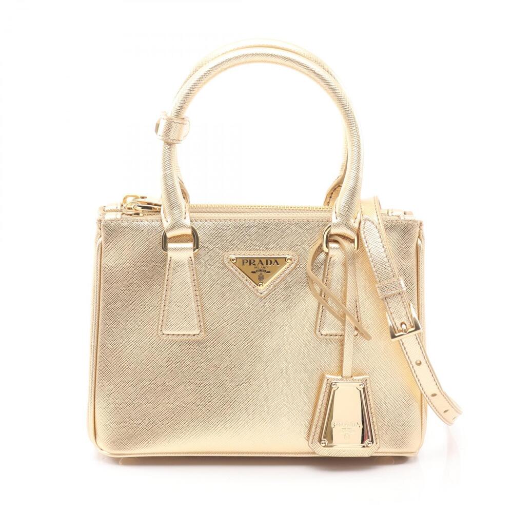 Prada Galleria SAFFIANO LUX Handbag Leather Gold Tone